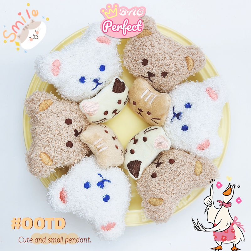Pb004 หมีและแมว Plushie เข็มกลัด Pin สําหรับกระเป๋าตุ๊กตาการ์ตูนกระเป๋าเป้สะพายหลังจี้ตุ๊กตานักเรียน