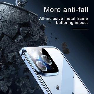 360 เคสโทรศัพท์โลหะแม่เหล็กสําหรับ iphone 14 15 16 PRO MAX Plus 13 12 17 PRO MAX กระจกสองด้าน
