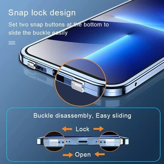360 เคสโทรศัพท์โลหะแม่เหล็กสําหรับ iphone 14 15 16 PRO MAX Plus 13 12 17 PRO MAX กระจกสองด้าน
