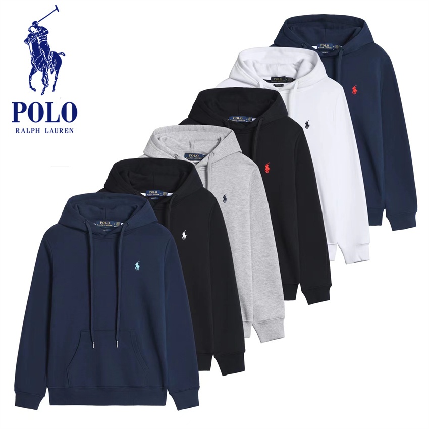 Rl Casual Mens Jacket เสื้อโปโลปัก Pony LOGO Hooded Jacket ผ้าฝ้ายแท้เสื้อกันหนาวเสื้อลําลอง