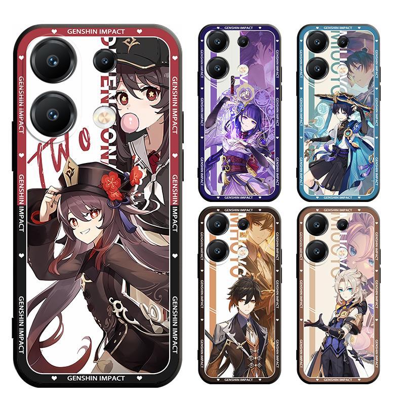 Xiaomi POCO X6 X6 PRO F5 M5s X5 F4 C65 GT PRO 5G Genshin Impact Scaramouche Matte Straight Case Black Soft Cover