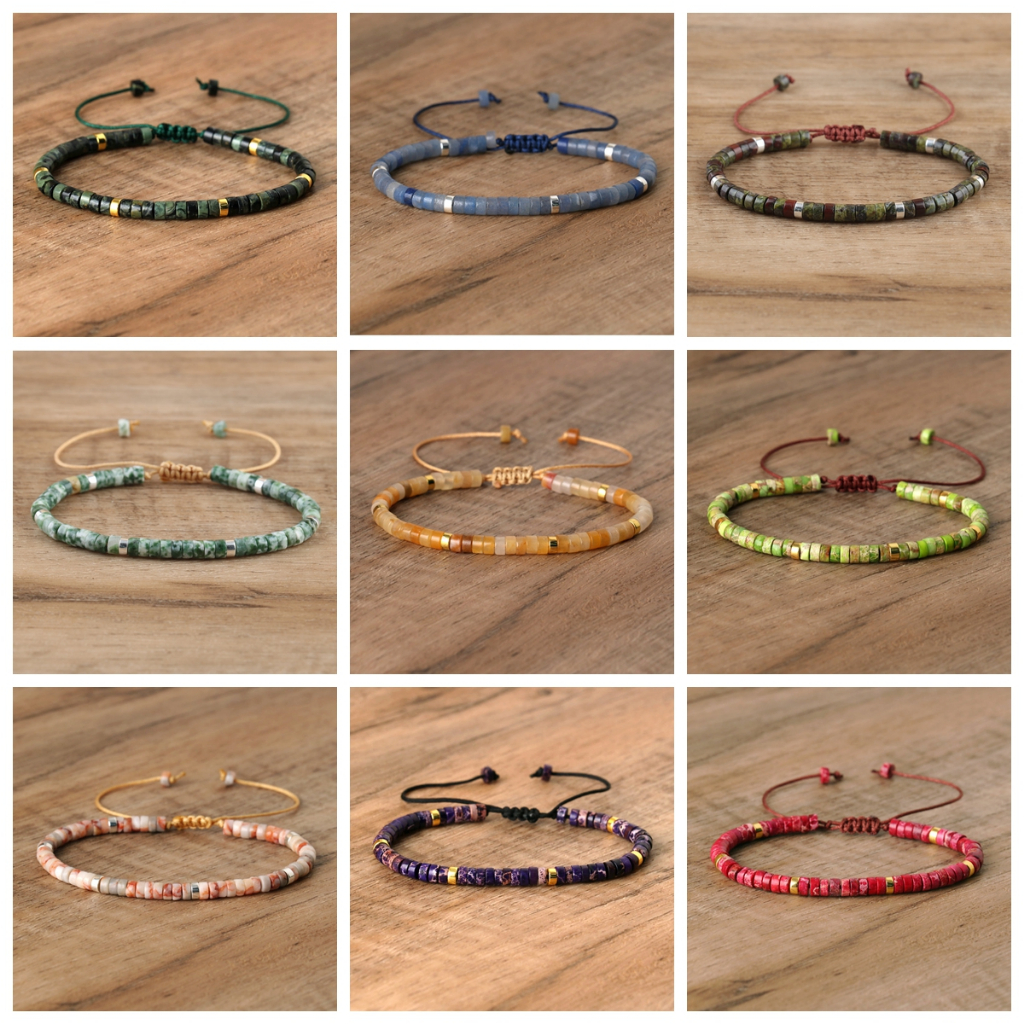 ปรับ 4 มม. Chakra ลูกปัดสร้อยข้อมือ Mini หินธรรมชาติ Agats Lava Tiger Eye ลูกปัดสร้อยข้อมือและกําไลผู้หญิงผู้ชายของขวัญเครื่องประดับ