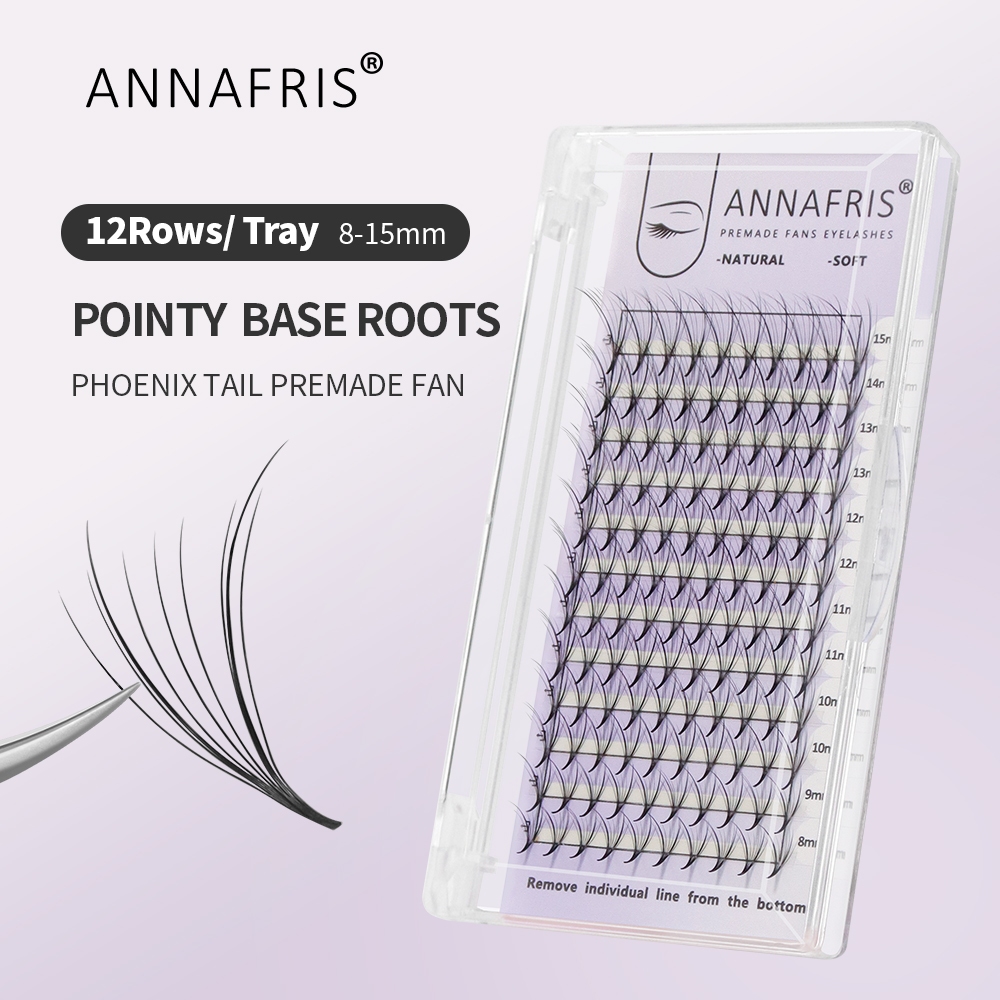 Annafris Pointy Base Premade Volume แฟนรัสเซีย Volume Eyelash Extension Phoenix Tail Faux Mink ขนตาส่วนบุคคล
