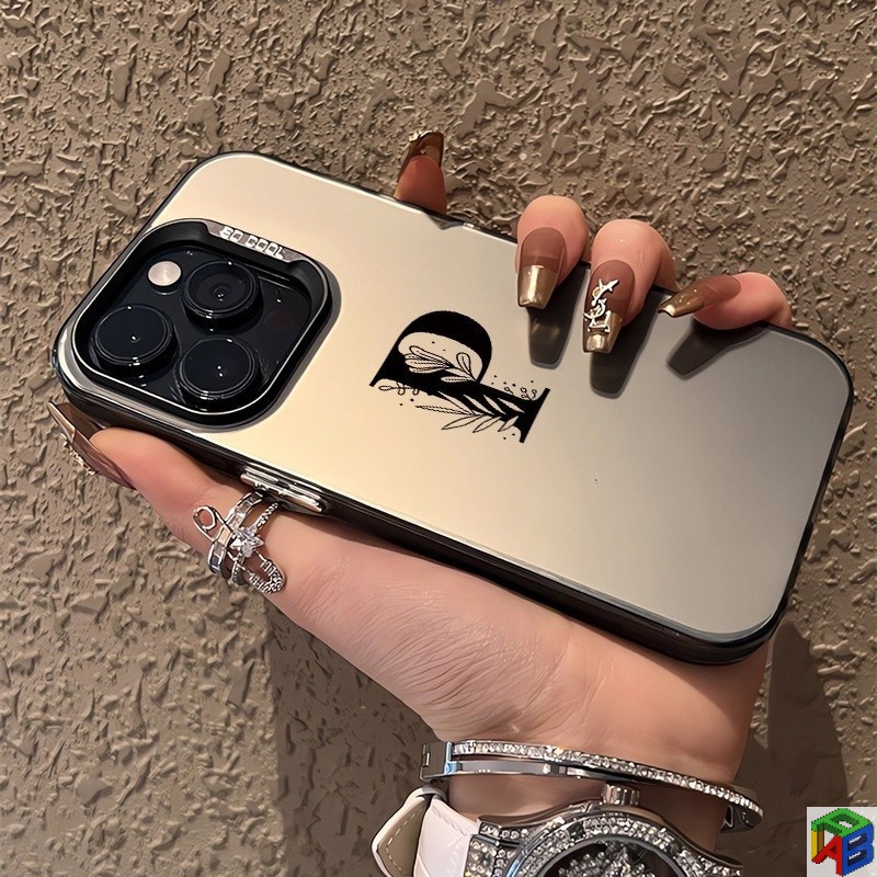 เงินตัวอักษรภาษาอังกฤษ P ซิลิคอนทนต่อการตกเคสโทรศัพท์สําหรับ iPhone 11 12/13 Pro Max 7 8plus Xs XR Xsmax 14plus 15/16promax