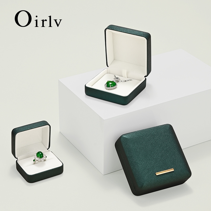 Oirlv กล่องจัดระเบียบเครื่องประดับ แหวน สร้อยข้อมือ สร้อยคอ ของขวัญวันเกิด สีขาว เขียว H134 H135
