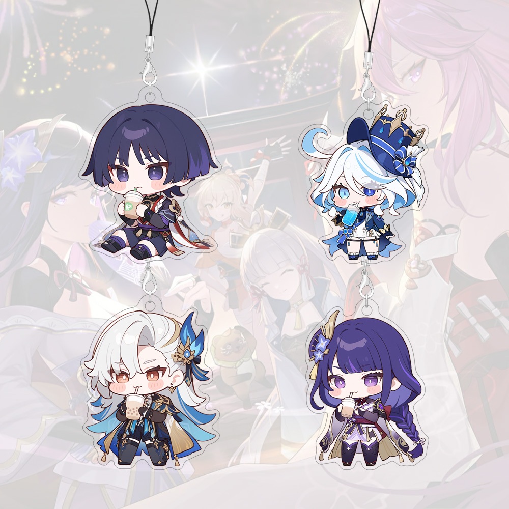 55 มม.สายรัดโทรศัพท์ Genshin Impact Furina การ์ตูนเกม Charms กล่องโทรศัพท์อุปกรณ์เสริมจี้อะคริลิค Lanyard