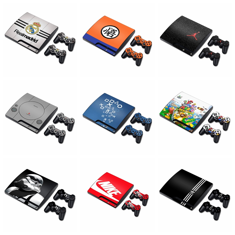 86 ชนิดรูปแบบ PS3 Slim Sony Playstation 3 คอนโซลชุดผิวไวนิล Decal สติกเกอร์ 2 x คอนโทรลเลอร์ไร้สายสติกเกอร์