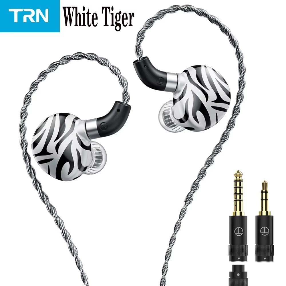 Trn New White Tiger In Ear Headphones Hybrid Dual Dynamic Driver + Planar Diaphragm Headphones