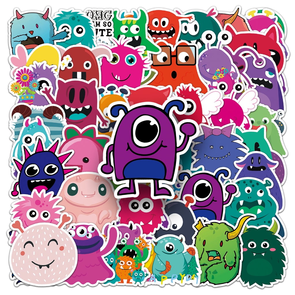 ตลก 50 ชิ้น Little Monster สติกเกอร์กันน้ํา DIY สําหรับโทรศัพท์แล็ปท็อปรถสติกเกอร์ Creative Home Decal