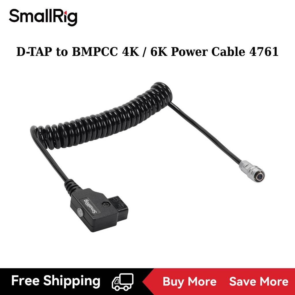 Smallrig D-Tap ถึง BMPCC 4K/6K Coiled Power Cable เหมาะสําหรับ Blackmagic Pocket Cinema กล้อง 4K / 6