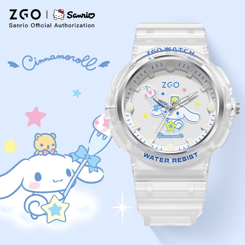 ZGO Sanrio นาฬิกาข้อมือ กันน้ําสีโปร่งใส สําหรับเด็กผู้หญิง นักเรียนมัธยมต้น นาฬิกา 355