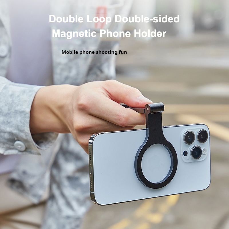 ที่วางโทรศัพท์แม่เหล็กสองด้านสําหรับ MagSafe Kickstand Magnetic Grip สําหรับ iPhone 15 14 13 12 Pro Android ขาตั้งโทรศัพท์