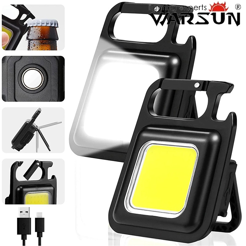 Warsun YSQ03 พวงกุญแจขนาดเล็กแบบพกพา USB ชาร์จ COB ไฟฉายสําหรับตั้งแคมป์และฉุกเฉิน