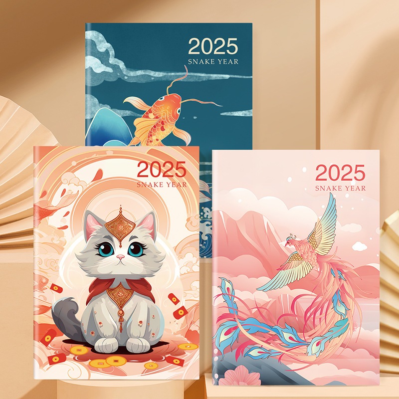 2025 ปฏิทินขนาดใหญ่ Planners Kawaii A4 โน้ตบุ๊ค 365 วัน Agenda Planner ไดอารี่ Notepad รายสัปดาห์เป้