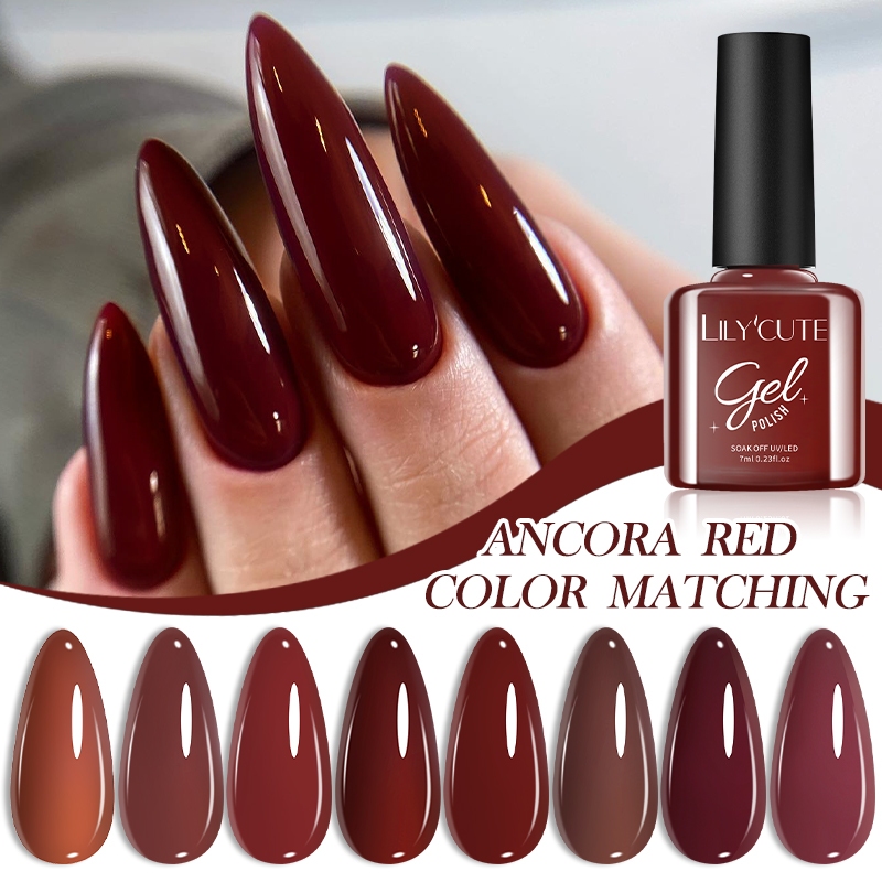 Ancora สีแดง 7ML เล็บเจลโปแลนด์ Vernis กึ่งถาวร Soak Off LED UV Gel เคลือบเงา