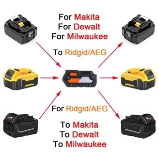 ตัวแปลงแบตเตอรี่สําหรับ Makita/Dewalt/Milwaukee 18V Li-Ion แบตเตอรี่เพื่อ Ridgid/AEG 18V Li-Ion แบตเตอรี่อะแดปเตอร์เครื่องมือแปลง