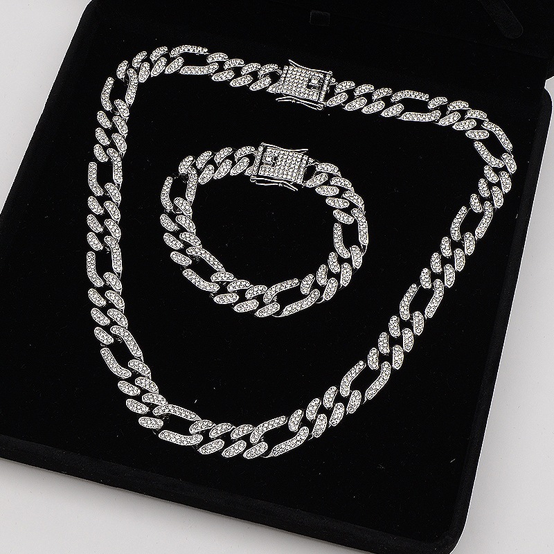 แฟชั่น Hip Hop Diamond Figaro สร้อยคอโซ่คิวบาเครื่องประดับ Unisex