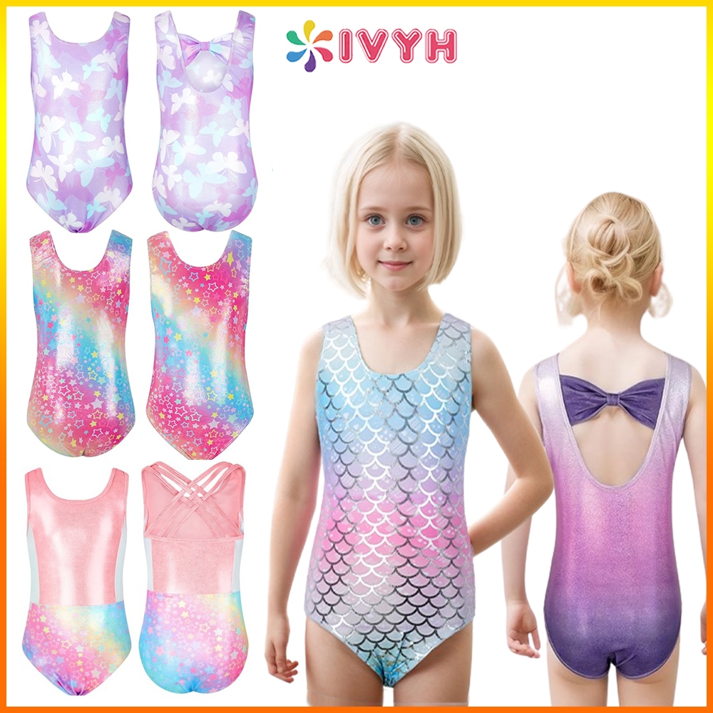 Leotard แขนยาวประกายระยิบระยับ สำหรับเด็กหญิง ballet และ gymnastics อายุ 3-12 ปี ความสูง 100-150 ซม.