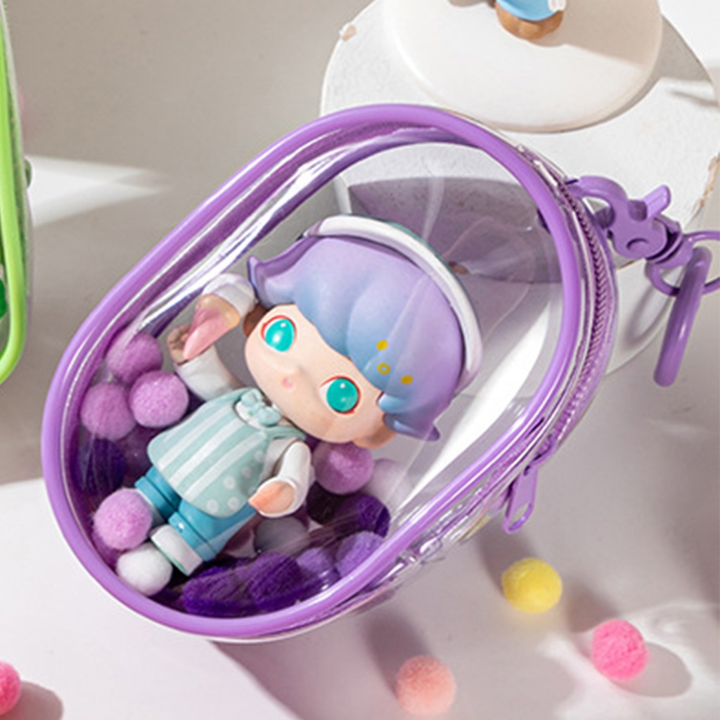 2024 Pvc กระเป๋าสามมิติ Pop Mart Walking Baby Bag Closed Transparent Mystery Box Display Storage Bag พวงกุญแจ