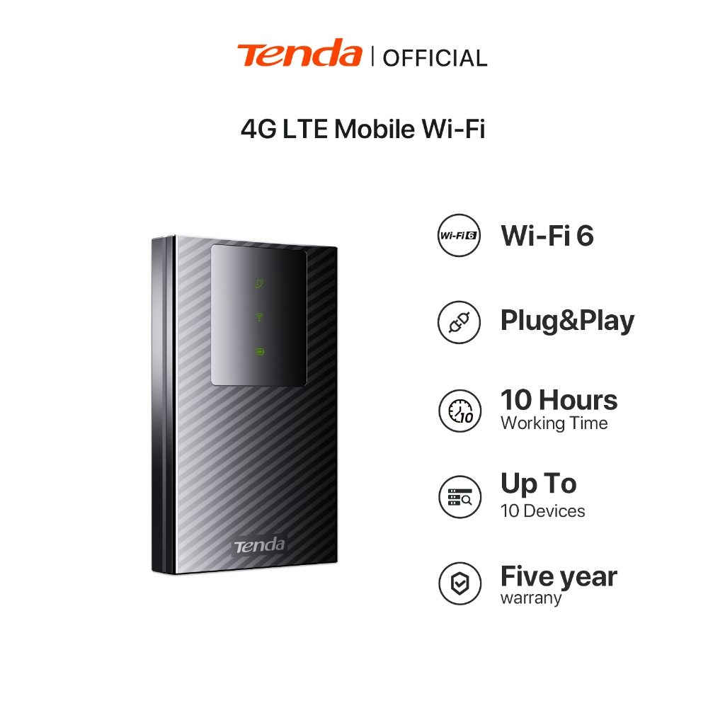 Tenda MF3 Pocket WiFi 4G พร้อม SIM (LTE Mobile Wi-Fi) AX300 Wi-Fi 6 Plug & Play ตั้งค่าได้อย่างง่ายด