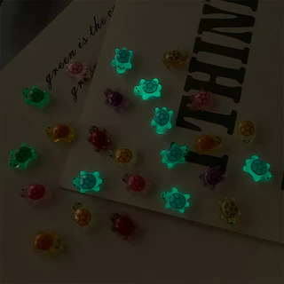 Rou Bao 50 ชิ้นเล็บมินิเต่า Noctilucent สีสันน่ารักการ์ตูนเรซิ่นเล็บ Art DIY Charms ตกแต่ง