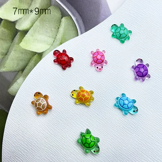 Rou Bao 50 ชิ้นเล็บมินิเต่า Noctilucent สีสันน่ารักการ์ตูนเรซิ่นเล็บ Art DIY Charms ตกแต่ง