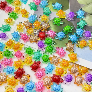 Rou Bao 50 ชิ้นเล็บมินิเต่า Noctilucent สีสันน่ารักการ์ตูนเรซิ่นเล็บ Art DIY Charms ตกแต่ง