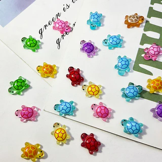 Rou Bao 50 ชิ้นเล็บมินิเต่า Noctilucent สีสันน่ารักการ์ตูนเรซิ่นเล็บ Art DIY Charms ตกแต่ง