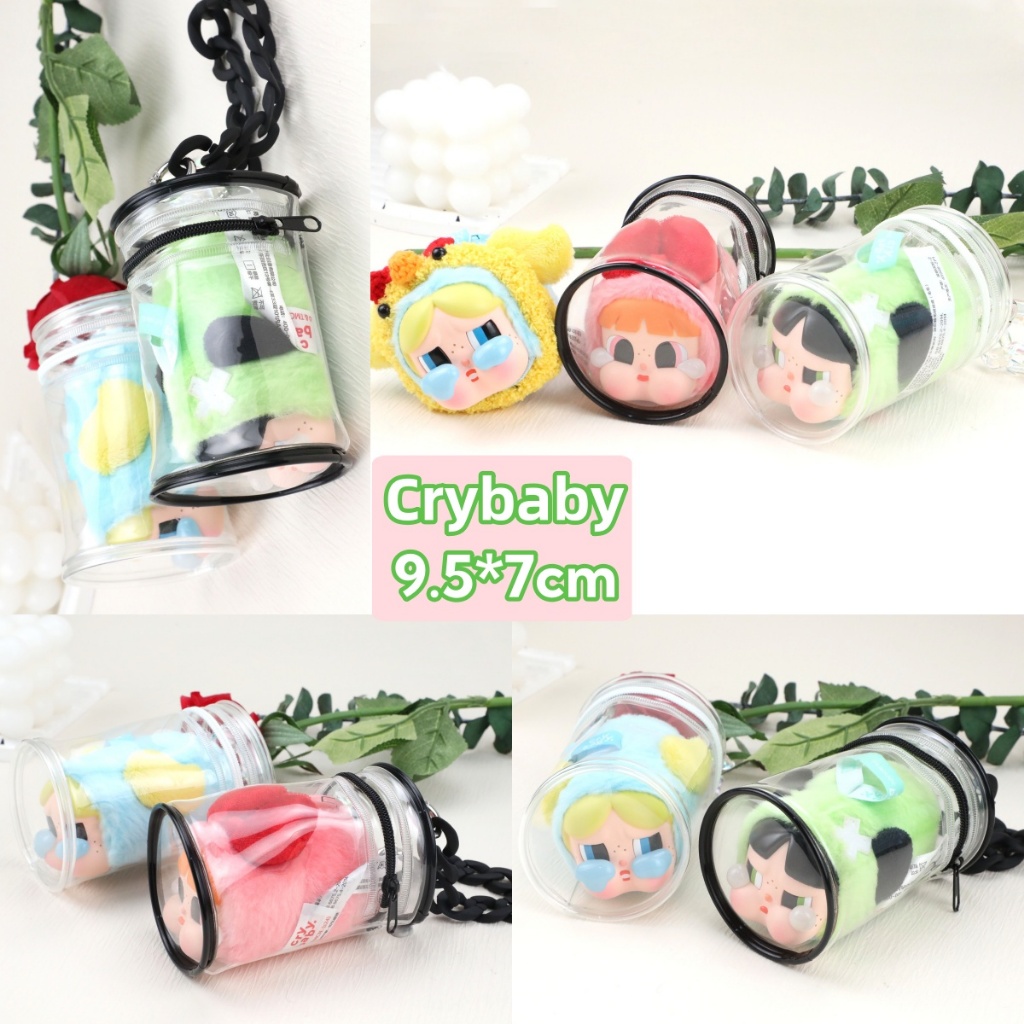 Crybaby Popmart กระเป๋าสตางค์ PVC แบบใส กันฝุ่น คุณภาพสูง ขนาด 9.5*7 ซม. สําหรับเก็บของเล่นตุ๊กตา