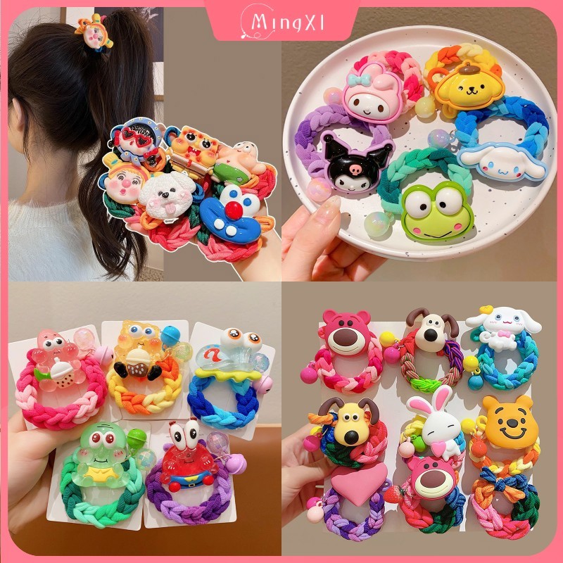SANRIO การ์ตูนถักแหวนผมผู้หญิง ซานริโอ แฟชั่นเชือกผมเครื่องประดับผม
