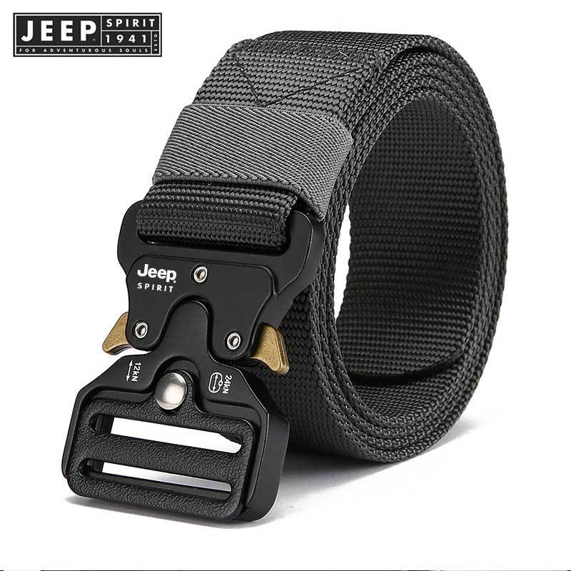 Jeep SPIRIT 1941 ESTD เข็มขัดคาดเอวผู้ชายแท้พร้อมหัวเข็มขัดดีไซน์สะดวกและเข็มขัดคาดเอวนักรบ