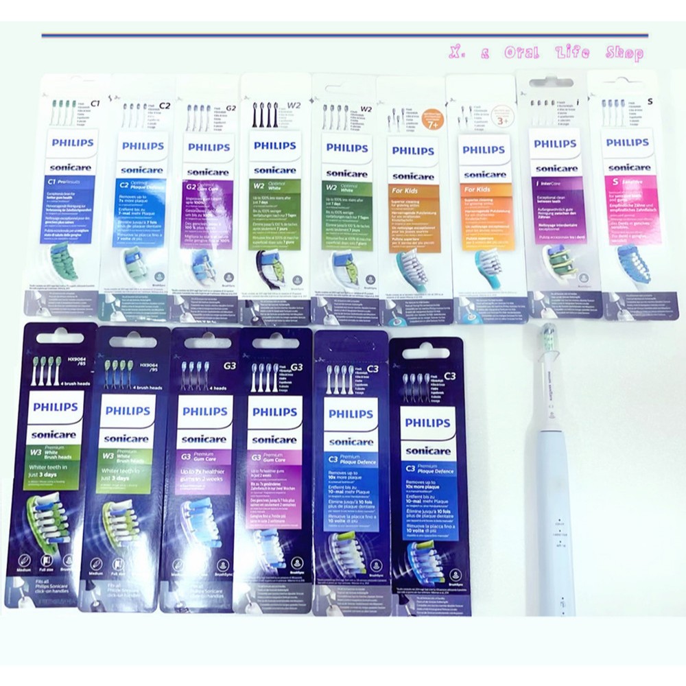 Philips Sonicare หัวแปรงสีฟัน แบบเปลี่ยน 4 ชิ้น (C1 C2 C3 G2 G3 W2 W3 3+ 7+ i s)