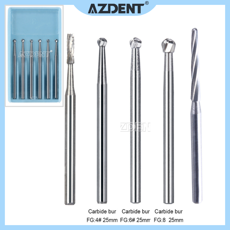 เจาะทันตกรรมผ่าตัดคาร์ไบด์เครื่องตัด Finishing Burs ความเร็วสูง 28 มม./25 มม. 6 ชิ้น/กล่อง