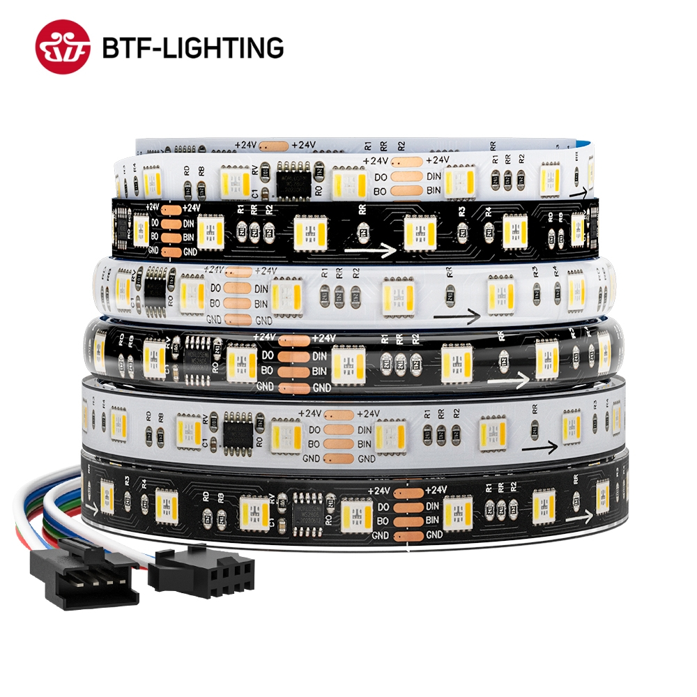 BTF-LIGHTING 5-in-1 RGBCCT IC LED แถบไฟ WS2805 60LEDs/m แถบไฟ LED พิกเซล ที่อยู่ DC12V 24V