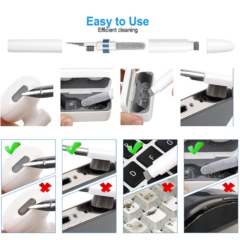 BASEUS เบส WM01/WM02 ชุดทําความสะอาด 3-ใน-1 สําหรับปลั๊กหูและหู แพ็คเกจฟรีหนึ่งอันสําหรับหูและปลาย