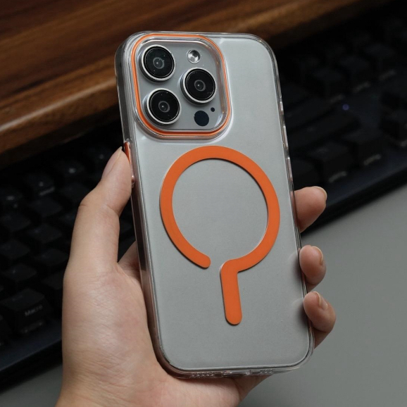 【Transparent Pc hard case/Orange】เคส compatible for iphone 13 14 15 16 pro max case