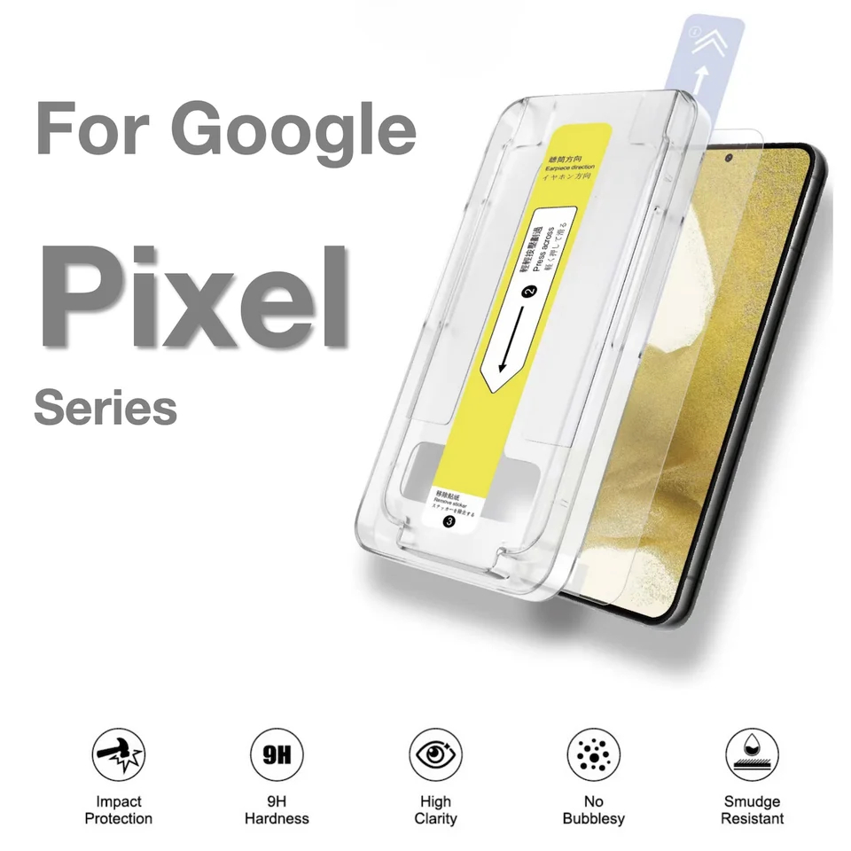สําหรับ Google Pixel 9 Pro XL พิกเซล 8 Pro 8A 7A 6A ป้องกันหน้าจอกระจกนิรภัยฝุ่นฟรีโทรศัพท์พร้อมชุดติดตั้งลบระเบิด
