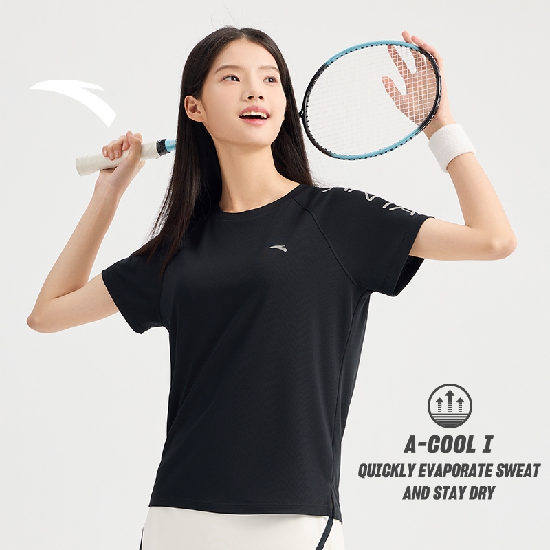 ANTA เสื้อสเวตเตอร์ถักแขนสั้นสำหรับผู้หญิง เสื้อยืดแห้งเร็ว ระบายอากาศ เหมาะสำหรับวิ่ง 962427103