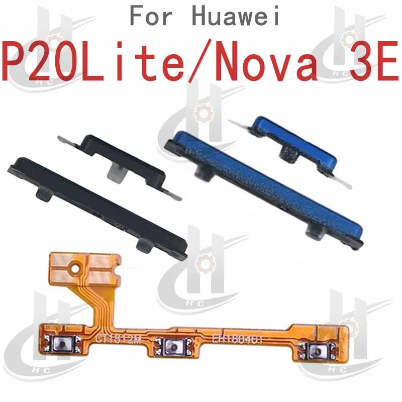 สําหรับ Huawei Nova 3E / P20 Lite ปุ่มด้านข้างปุ่ม Flex Cable Keys ปุ่มปิดระดับเสียงปุ่มขึ้นและลงด้านข้างอะไหล่ทดแทน