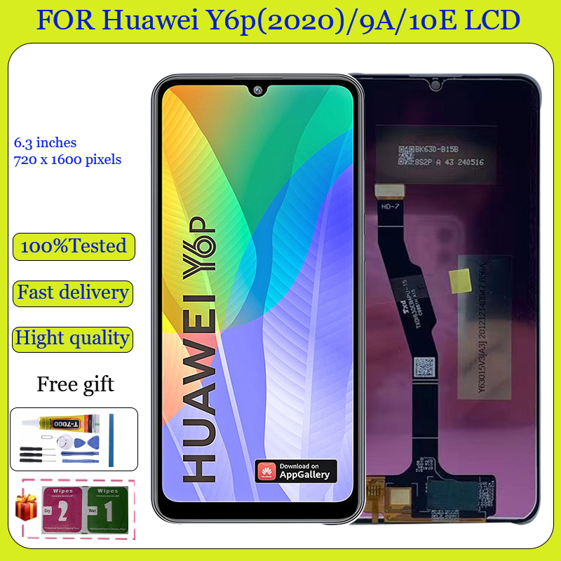 Original สําหรับ Huawei Y6P Honour 9A Play 9A Enjoy 10e MED-LX9 LCD หน้าจอสัมผัสพร้อมกรอบ