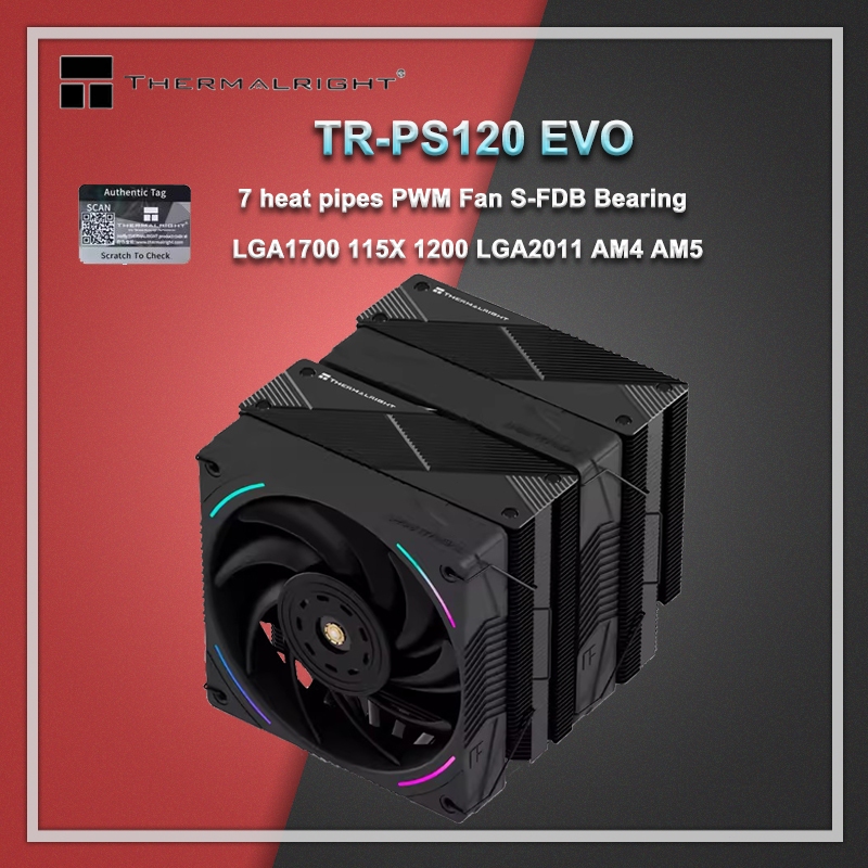 Thermalright PS120 EVO 7 ท่อความร้อน Dual Tower หม้อน้ํา 12 ซม.PWM พัดลมปิดเสียง CPU ลม -คูลเลอร์ควา