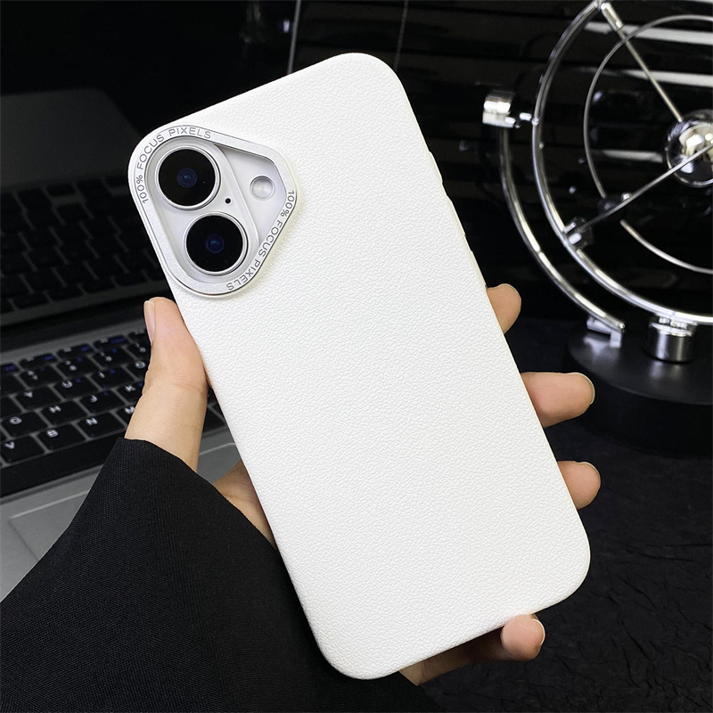 หรูหราลิ้นจี่รูปแบบฮาร์ดแวร์ป้องกันกล้อง Matte เคสโทรศัพท์สําหรับ iPhone 16 15 14 13 12 11 Pro Max Plus X XS Max XR กรณีกันกระแทก Hard PC กรณี iPhone 16 Pro Max คลุมทั้งหมด