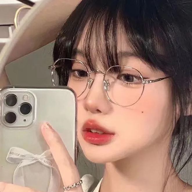 [ ZM✨] แว่นตาป้องกันแสงสีฟ้า -0°~600°  แว่นตาสายตาสั้น กรอบแว่นตากลมโลหะแฟชั่น เลนส์แบบถอดได้ 507