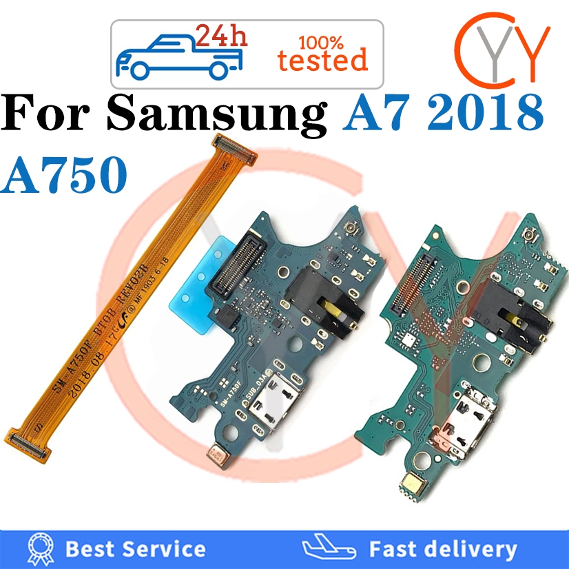 พร้อม IC สําหรับ Samsung Galaxy A7 2018 A750 A750F ชาร์จพอร์ต Dock Board Charger Connector เมนบอร์ดห