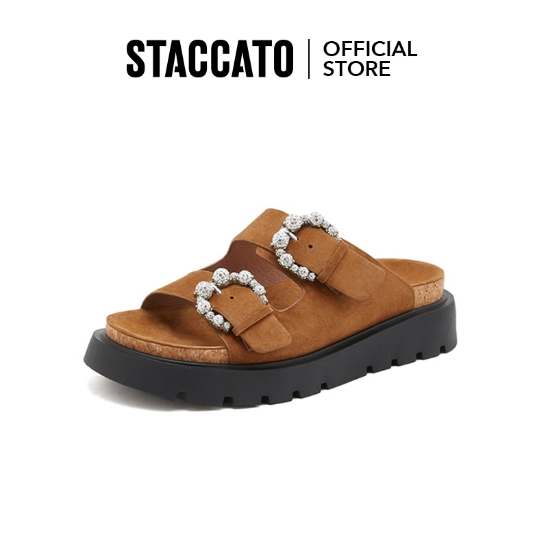 Staccato Women's Birkenstocks Flat Sandals รองเท้าแตะผู้หญิง รองเท้าแตะ รองเท้าส้นตึก EJO07