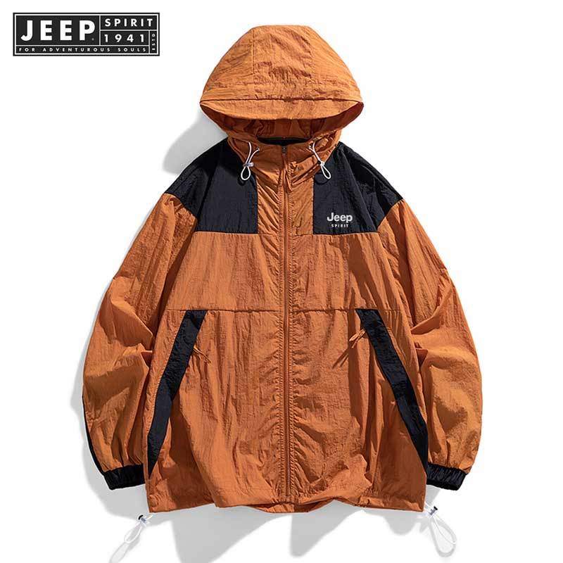 Jeep SPIRIT 1941 ESTD เสื้อผ้าป้องกันแสงแดดสไตล์คู่รักพร้อมเม็ดสีสําหรับกีฬากลางแจ้ง