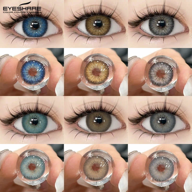ลูกตา 2ชิ้น/คู่ที่มีสีสันคอนแทคเลนส์สีน้ําตาลตาเลนส์สีเทาสําหรับสวมใส่ทุกวันรายปีคอนแทคเลนส์