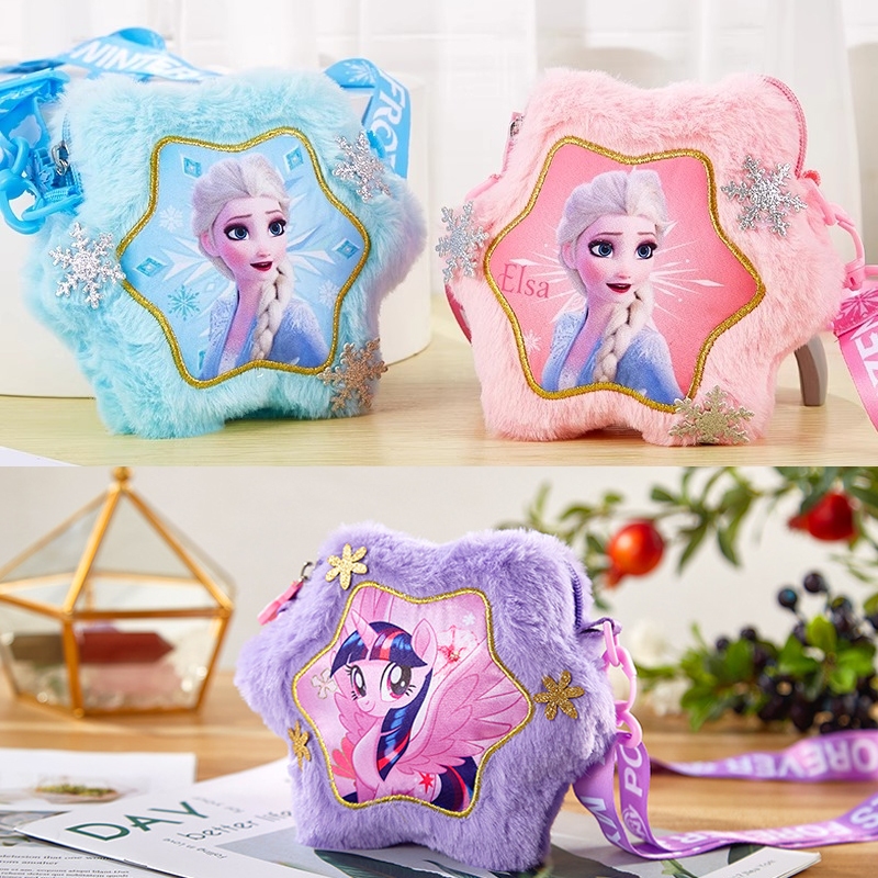Disney กระเป๋าสะพายไหล่ ขนาดเล็ก ลายการ์ตูนเจ้าหญิงเอลซ่าน่ารัก สําหรับเด็กผู้หญิง