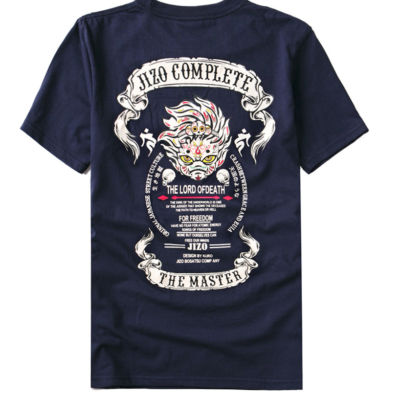 สไตล์ญี่ปุ่น Jizo Xiaowang เสื้อยืดแขนสั้นวัยรุ่น Lucky Kid การ์ตูนสร้างสรรค์ผ้าฝ้ายแท้ชาย Street สว