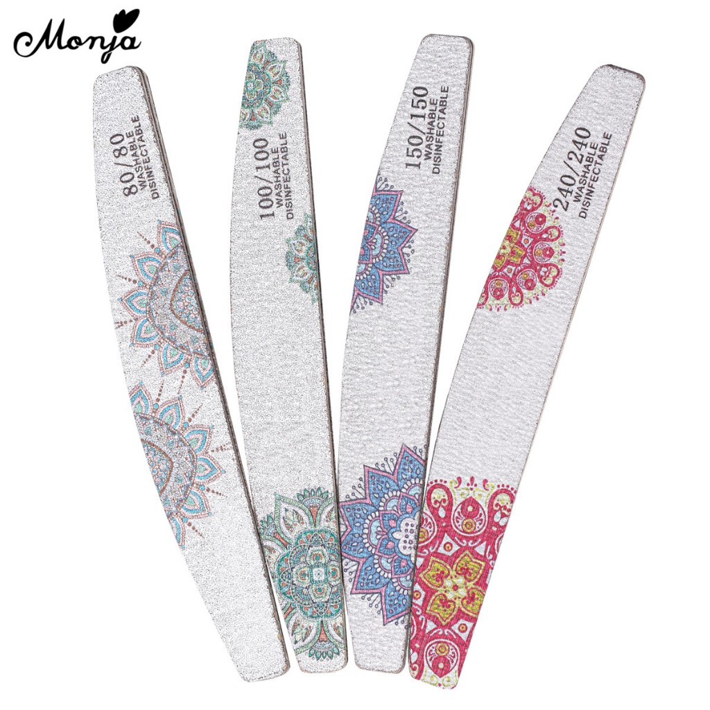 Monja ตะไบขัดเล็บ แบบสองด้าน พิมพ์ลายผีเสื้อ DIY สําหรับขัดเล็บมือ เล็บเท้า ตะไบเล็บ